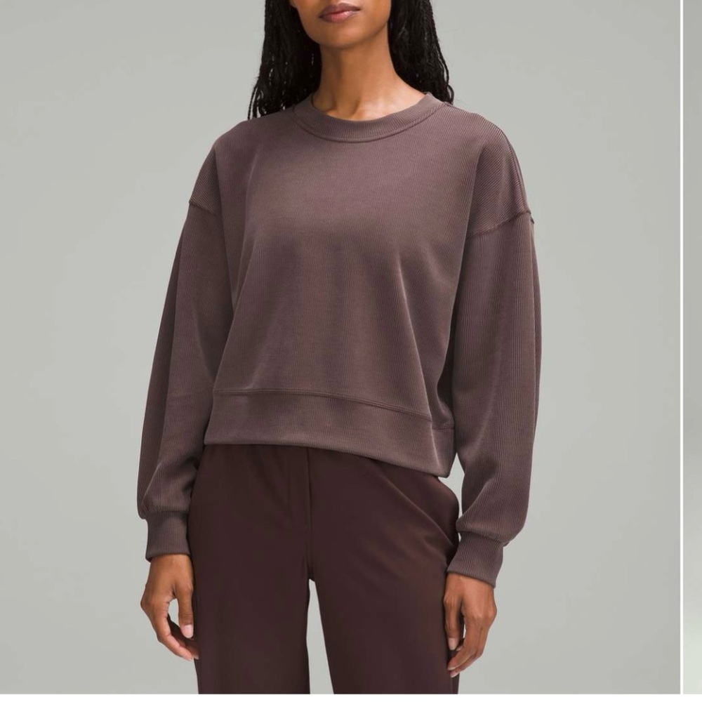 Lululemon Ribbed Softstreme Perfectly Oversized Cropped Crew 4/Espresso